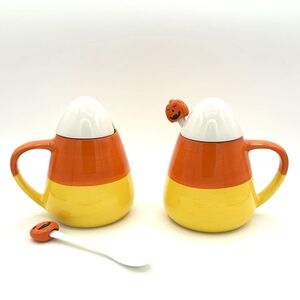 Candy Corn Mug Set with Pumpkin Spoon